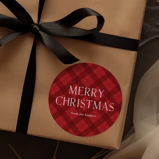 Rode ruit Kerstmis  Ronde Sticker