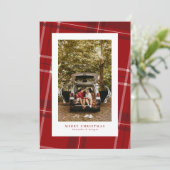 Rode ruit klassieke kerstfoto kaart (Staand voorkant)