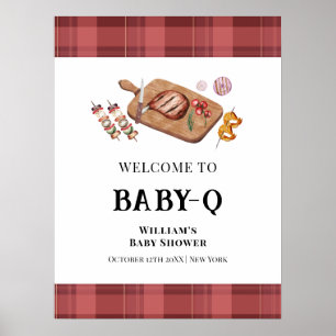 Rode ruit landelijke baby Q baby shower welkom  Poster