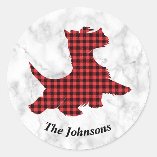 Rode ruit Scottie Stickers op maat (Voorkant)