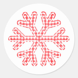 Rode ruit sneeuwvlok landelijke Kerstmis Ronde Sticker