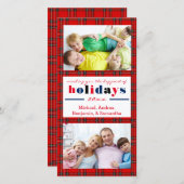 Rode ruiten gelukkig kerstfeest - kerstkaart met f (Voorkant / Achterkant)