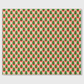 Rode ruiten met bomen landelijk cadeaupapier (Vlak)