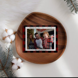 Rode ruiten Voeg je eigen afbeelding toe Kerstmis Feestdagenkaart