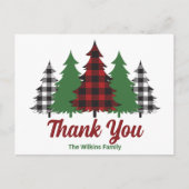 Rode ruitenkerstbomen Persoonlijke dankjewel Briefkaart (Voorkant)