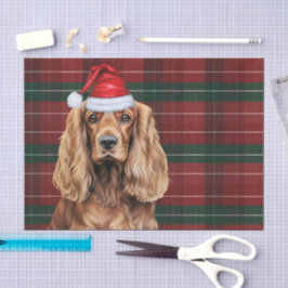 Rode ruitjes Cocker Spaniel hond Kerstmis Tissuepapier