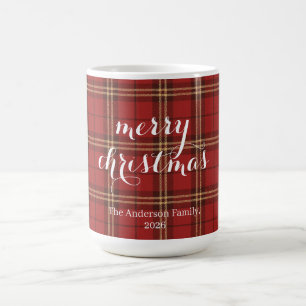 Rode ruitjes Kerst Festive patroon - Koffiemok