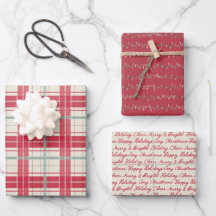 Rode ruitjes kerstcadeaupapierenset