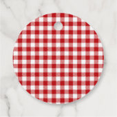 Rode ruitjes, rode geruite stof bedankjes labels (Achterkant)