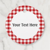 Rode ruitjes, rode geruite stof bedankjes labels (Voorkant)