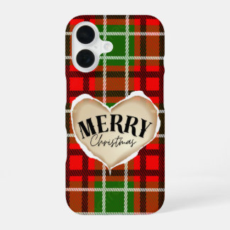 Rode ruitjeshart Kerstmis iPhone Hoesje iPhone 16 Hoesje