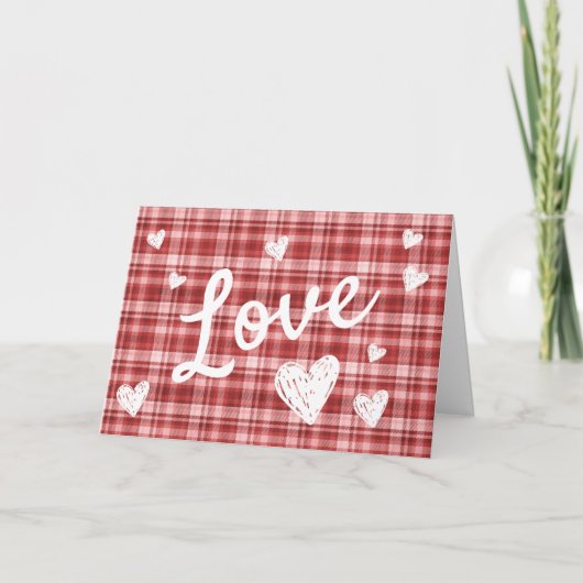 Rode ruitjesliefde Valentijnsdag Kaart (Voorkant)