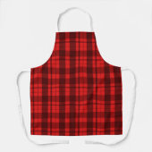 Rode ruitjesprint overall apron, medium schort (Voorkant)
