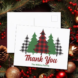 Rode ruitkerstbomen Persoonlijke dank je wel Briefkaart
