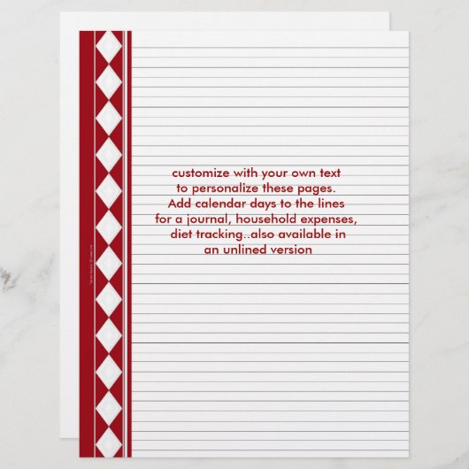 rode ruitpagina's, pas uw eigen tekst aan (Voorkant / Achterkant)