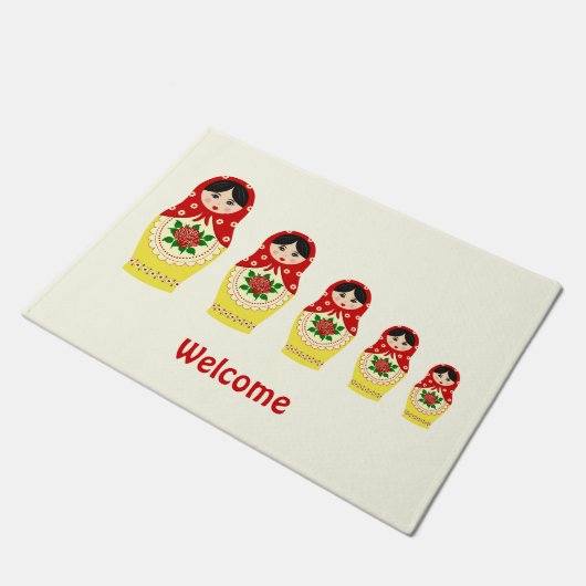 Rode russische matryoshka nestpoppen deurmat (Schuin)