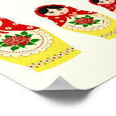 Rode russische matryoshka nestpoppen poster (Hoek)