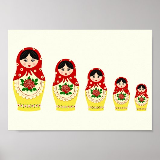 Rode russische matryoshka nestpoppen poster (Voorkant)