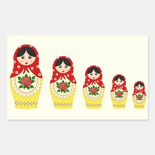 Rode russische matryoshka nestpoppen rechthoekige sticker (Voorkant)