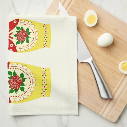 Rode russische matryoshka nestpoppen theedoek (Quarter Fold)