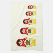 Rode russische matryoshka nestpoppen theedoek (Verticaal)