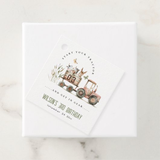 Rode Rust Boerderij Dieren Tractor Kinderen Verjaa Bedankjes Labels (In situ)