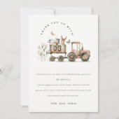 Rode Rust Boerderij Dieren Tractor Kinderen Verjaa Bedankkaart (Voorkant)