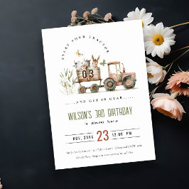 Rode Rust Boerderij Dieren Tractor Kinderen Verjaa Kaart