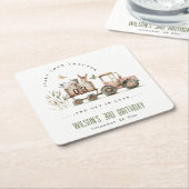 Rode Rust Boerderij Dieren Tractor Kinderen Verjaa Kartonnen Onderzetters (Schuin)