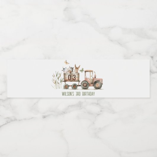 Rode Rust Boerderij Dieren Tractor Kinderen Verjaa Waterfles Etiket (Enkel label)