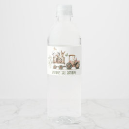 Rode Rust Boerderij Dieren Tractor Kinderen Verjaa Waterfles Etiket