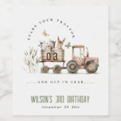 Rode Rust Boerderij Dieren Tractor Kinderen Verjaa Wijn Etiket (Enkel label)