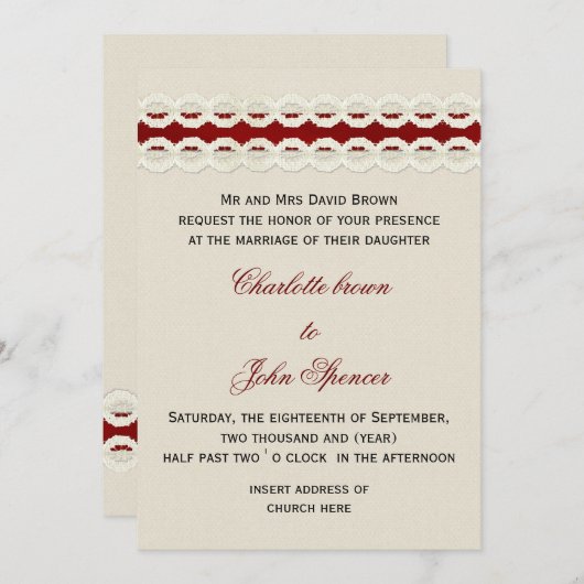 Rode Rustic-schoot en bruiloft van het kant-en-kla Kaart (Voorkant / Achterkant)