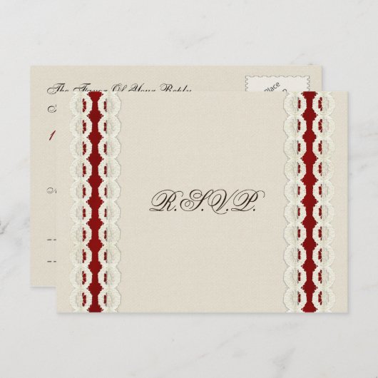 Rode Rustic-schoot en bruiloft van het kant-en-kla Uitnodiging Briefkaart (Voorkant / Achterkant)