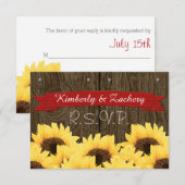 RODE RUSTIC SUNFLOWER RSVP-KAART RSVP KAARTJE (Voorkant / Achterkant)