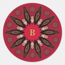 Rode Rustieke Abstracte Monogram Bloemige Envelope