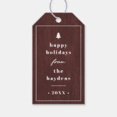Rode Rustieke Boomstructuur Kerstcadeautag Cadeaulabel (Voorkant)
