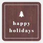 Rode Rustieke Boomstructuur Kerststicker Vierkante Sticker (Voorkant)