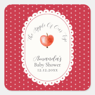 Rode Rustieke Bruisende Vintage Appel Baby Shower Vierkante Sticker