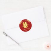 Rode rustieke Chinese trouw bloem Ronde Sticker (Envelop)