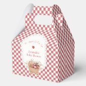 Rode Rustieke Gingham Boho Appel Baby Shower Bedankdoosjes (Achterkant)