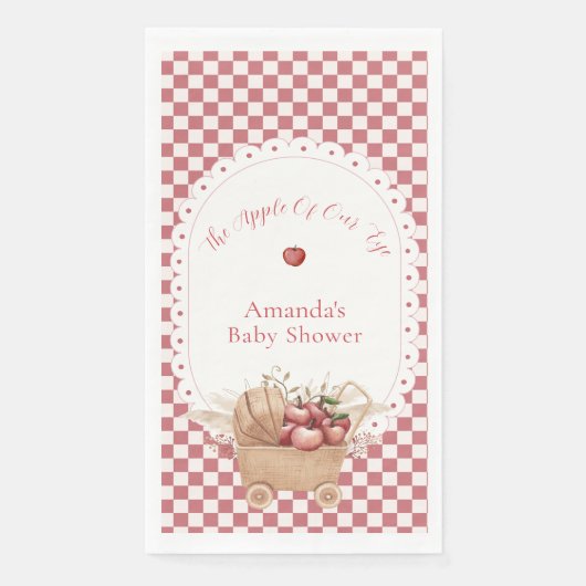 Rode Rustieke Gingham Boho Appel Baby Shower Servet (Voorkant)