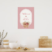 Rode Rustieke Gingham Boho Appel Baby Shower Welko Poster (Keuken)