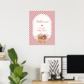 Rode Rustieke Gingham Boho Appel Baby Shower Welko Poster (Thuiskantoor)