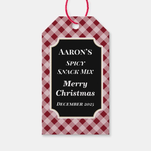 Rode Rustieke Gingham Cadeautags Cadeaulabel (Voorkant)