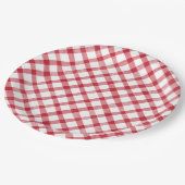 Rode rustieke gingham papieren bordje (Gekanteld)