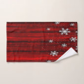 Rode Rustieke Hout, Sneeuwvlokken Kerst Bad Handdoek (Handdoek)