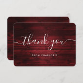 Rode Rustieke Houten Huwelijks Bruiloft Verjaardag Bedankkaart (Voorkant / Achterkant)