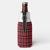 Rode Rustieke Kerst in Ruitjespatroon Flesjeskoeler (Fles Achterkant)
