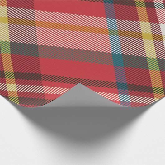 Rode Rustieke Kerst Plaid Cadeaupapier (Hoek)